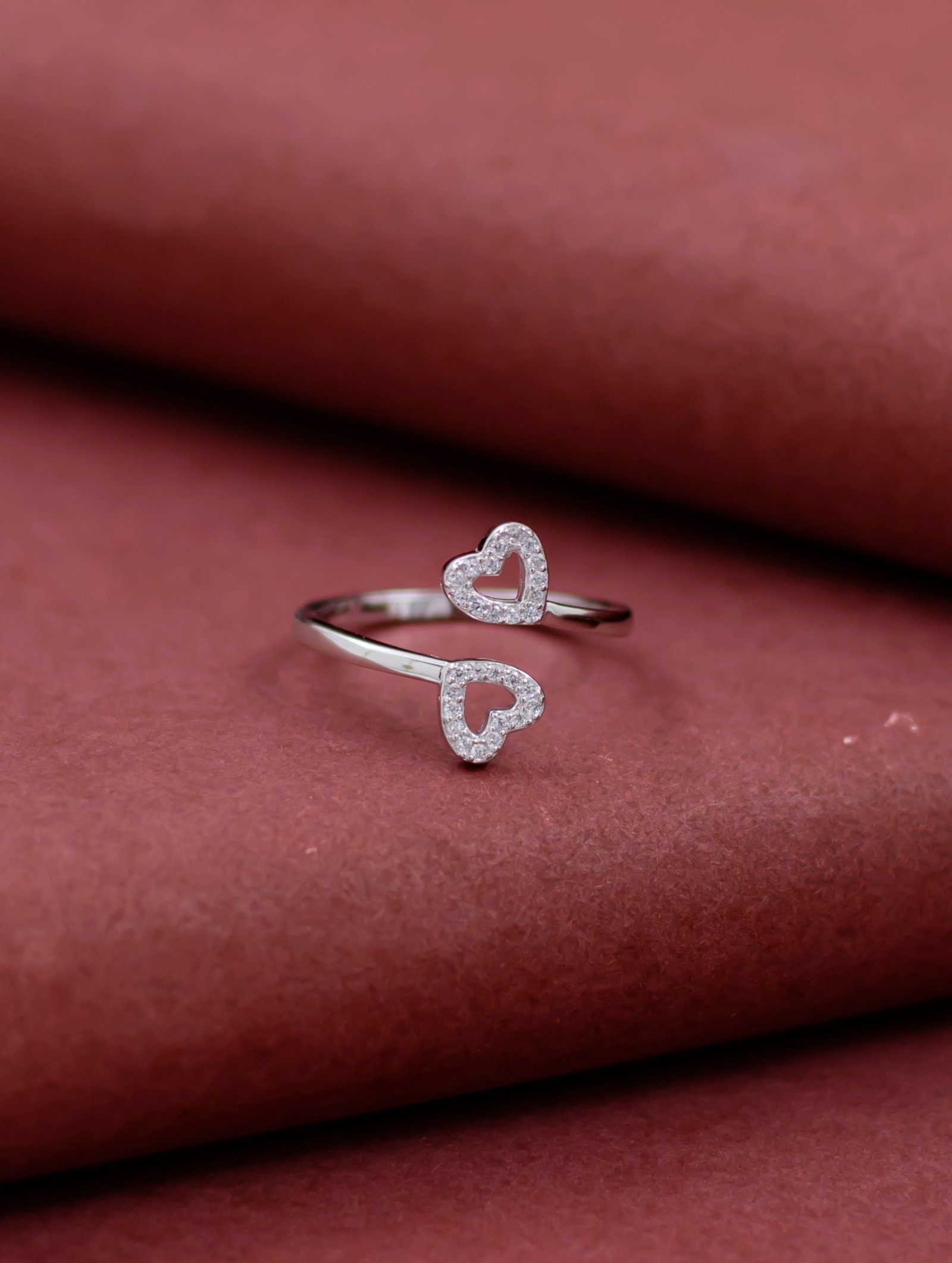 Double Heart Adjustable Ring